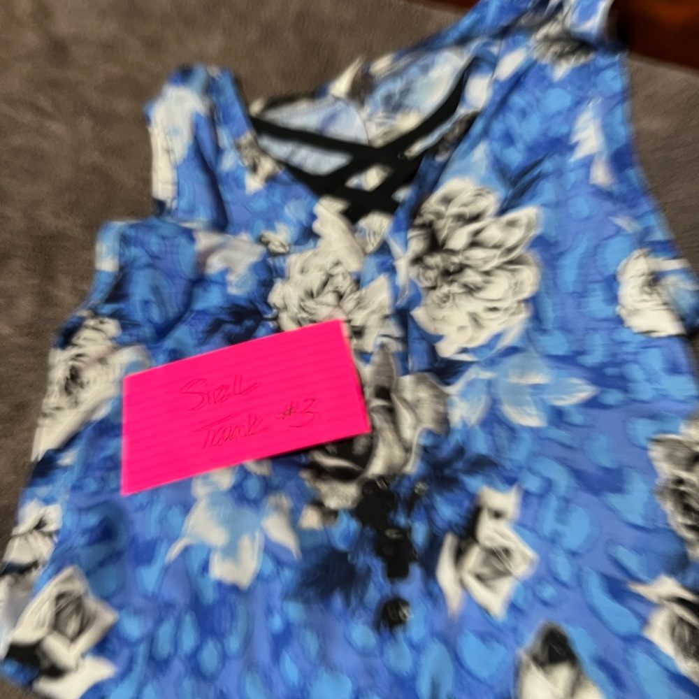 Sew In Love Blue Floral Tank Top